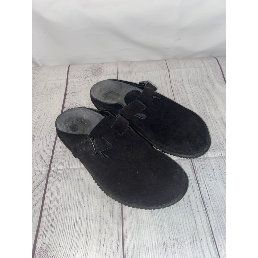 Mephisto Black suede buckle slip on women Clogs size 6
